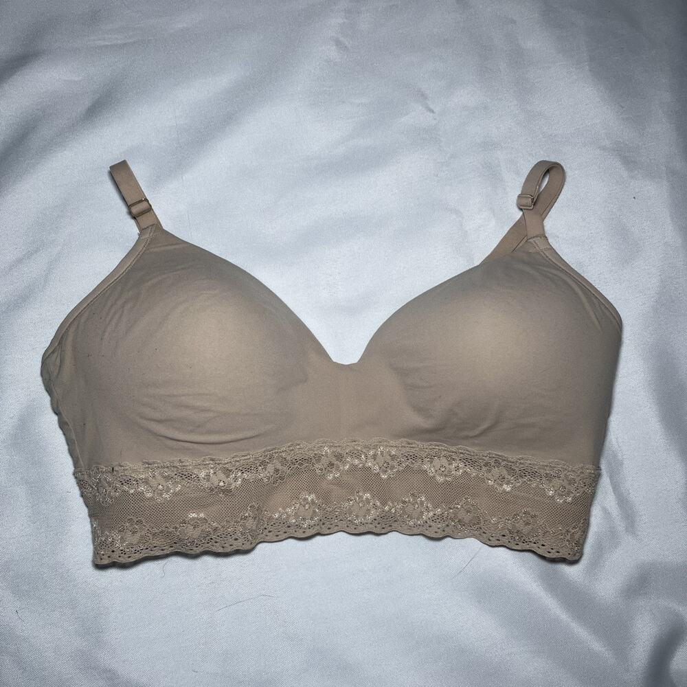 NATORI Cafe Bliss Perfection Contour Soft Cup Bra US 32DDD Wireless Beige Nude
